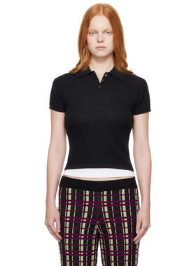 Guest In Residence 女士 POLO衫 黑色 Shrunken Polo 衫