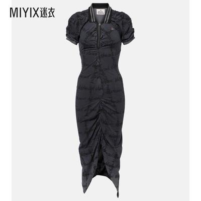 Vivienne Westwood西太后 女款Pulling 褶皱棉质凸纹布中长连衣裙