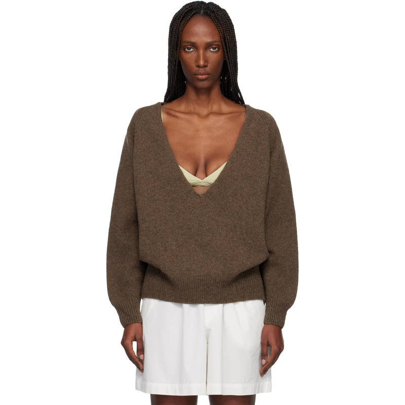Baserange 女士 毛衣 棕色 Soar V-neck 毛衣