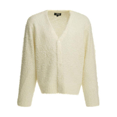 STUSSY 斯图西 男士 SS26 上衣 白色尼龙羊毛亚克力羊驼毛针织衫