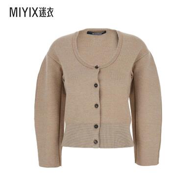 [秋冬新品]Jacquemus 女款'Le Gilet Doppio' Trims 浅褐色圆领罗