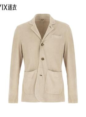 【春夏新品】Barba Napoli 男款浅褐色绒面革西装外套 迷衣时尚