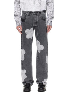 FORMA.GALLERY 男士 牛仔长裤 灰色 Bleached Flower 牛仔裤