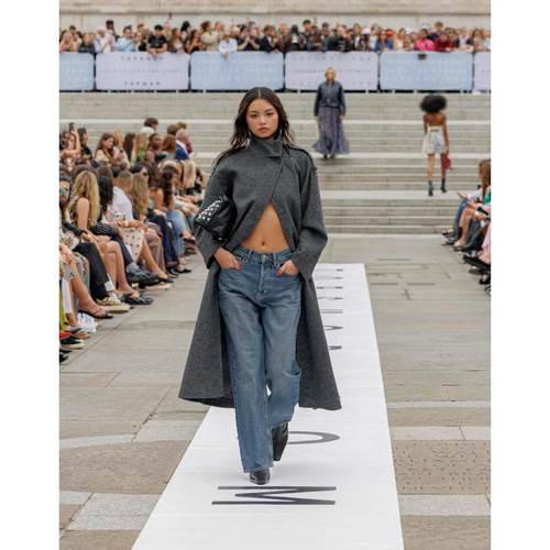 Topshop 女士 大衣 正装长款漏斗领风衣(灰色)