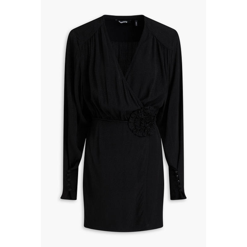 ROTATE 女士 短款连衣裙 花朵装饰提花迷你缠绕式连衣裙