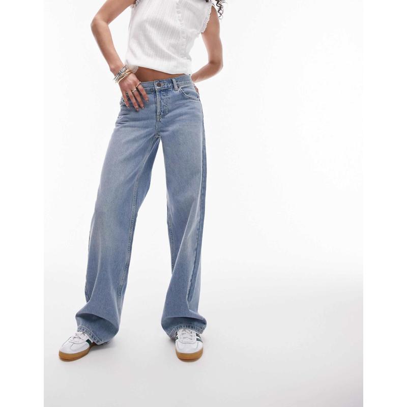 Topshop 女士 牛仔长裤 Ember 低腰直筒漂白牛仔裤