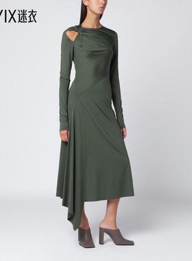 [秋冬新品]Victoria Beckham 女款绿色中长连衣裙(oregano interl