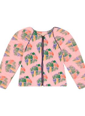 The Animals Observatory 女童 夹克 puff-sleeves 虎纹棉质童装