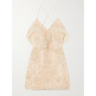 Iridescence Aje 连衣裙 短款 荷叶边钉珠薄纱迷你连衣裙 女士