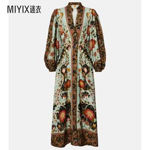 Flowing Beauty 蓝色花朵长款 FARM 迷衣时尚 女款 连衣裙 Rio