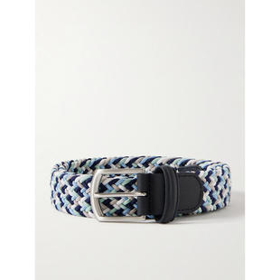 Anderson's 男士 腰带 3.5cm 皮革饰边编织弹性皮带