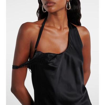 Courrèges 女士 短款连衣裙 Undressed 蕾丝边缎面迷你连衣裙