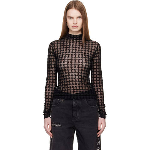 Amiri 埃米尔 女士 T恤 黑色 MA Quad Flocked