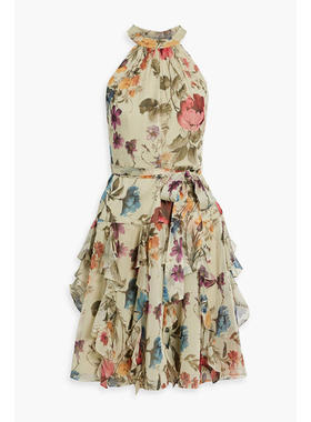 Mikael Aghal 女士 连衣裙 荷叶边印花雪纺连衣裙