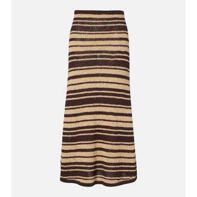 Faithfull the Brand 女士 超长裙 Micah 条纹棉混纺长款半身裙