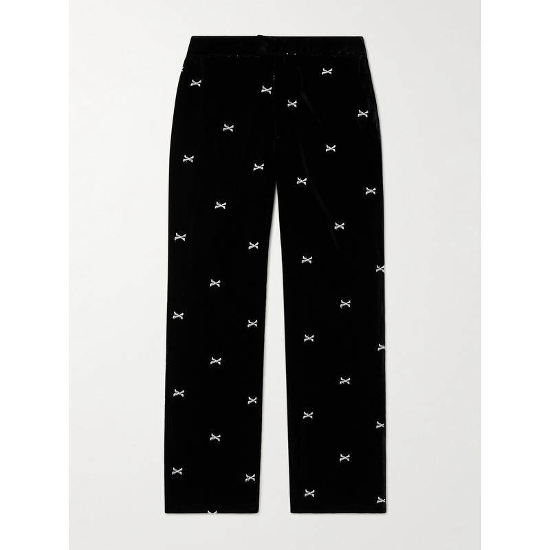 WTAPS 男士 SS24 长裤 直筒刺绣天鹅绒裤子