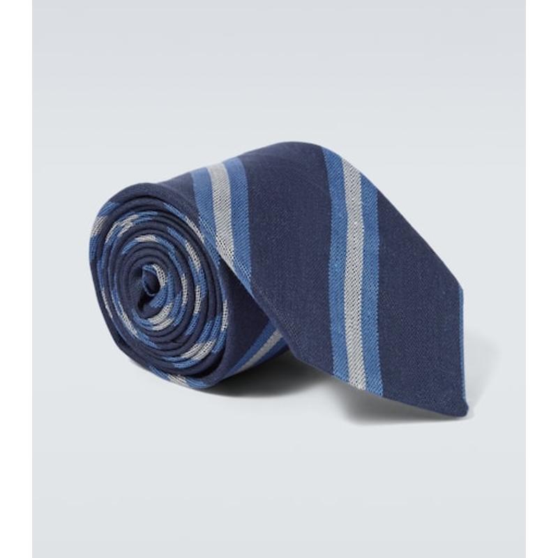 Canali 男士 领带/领结 条纹羊毛真丝领带