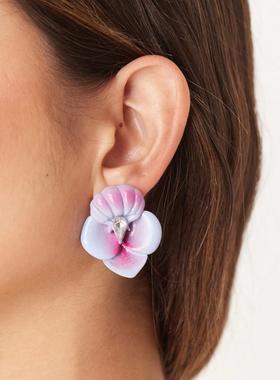 ASOS DESIGN 女士 耳环 centre 花朵设计人造水晶紫色色调耳钉