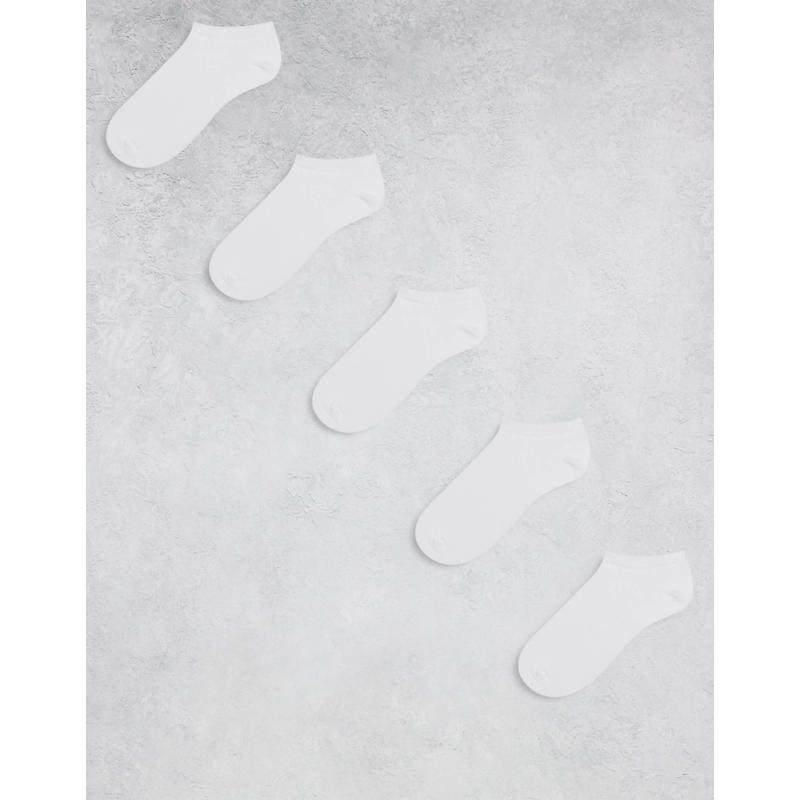 ASOS DESIGN 男士 袜子 trainer 设计袜子(5件套)(白色)