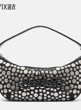 Staud 女款Demy 小号铆钉皮革肩包 迷衣时尚