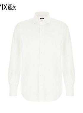 【秋季新品】Barba Napoli 男款白色棉质衬衫 迷衣时尚
