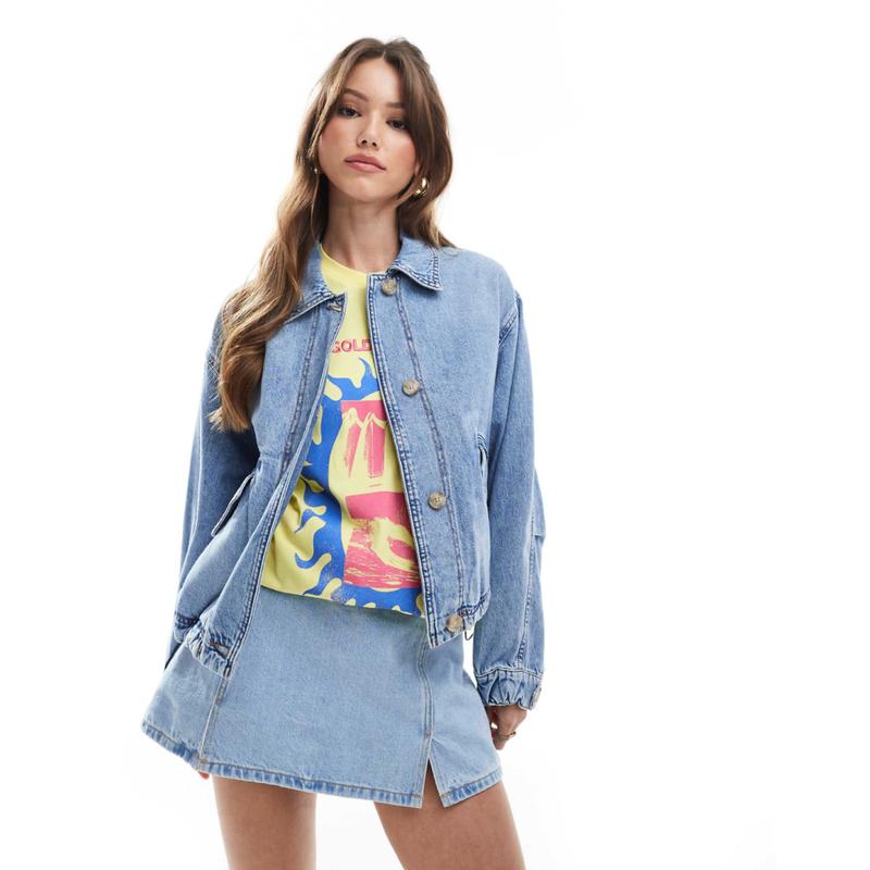 Levi's 女士 夹克 牛仔中长蓝色夹克