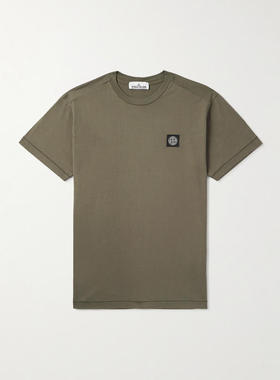 Stone Island 男士 FW25 T恤 橄榄绿绿色棉质T恤