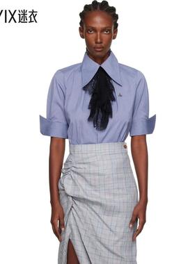 Vivienne Westwood西太后 女款蓝色 Short Sleeve Violin 衬衫 迷