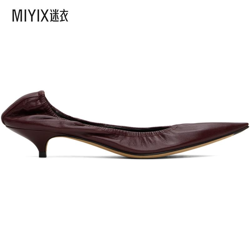 The Row女士酒红色 Liisa 低跟鞋 迷衣时尚