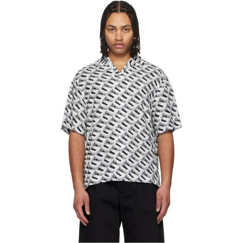 Hugo 雨果 男士 衬衫 灰色 Oversized-Fit Statement Print