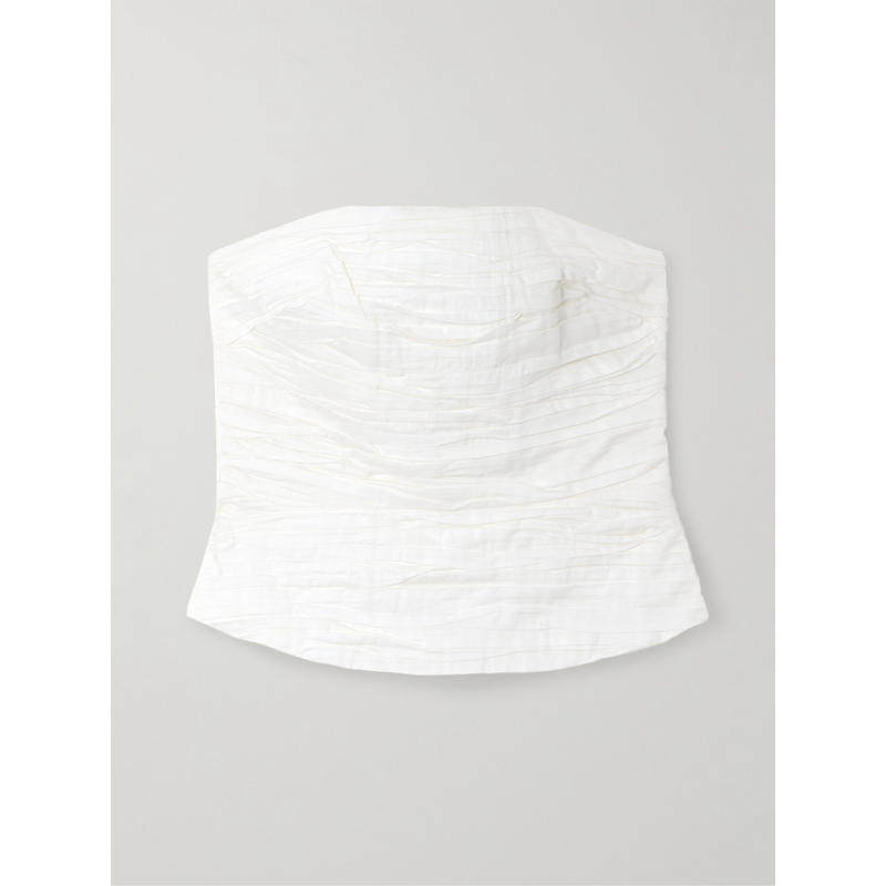 Aje 女士 上衣 Sunbeam 无肩带褶皱棉质府绸上衣