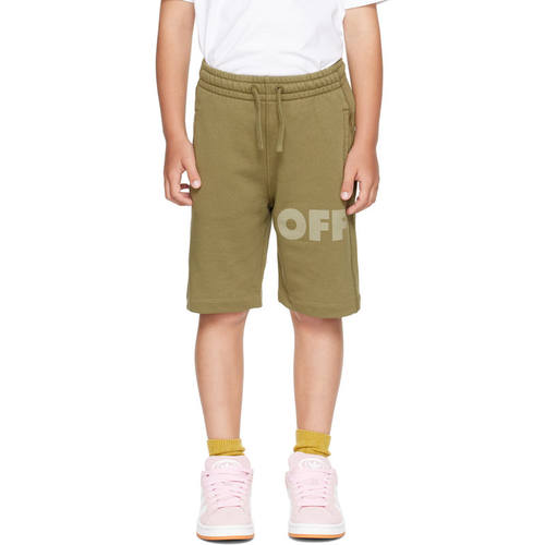Off-White 中性（儿童） 服装 绿色成衣染色儿童运动短裤童装