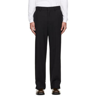 Solid Homme 男士 长裤 黑色 Panel Slit Wool