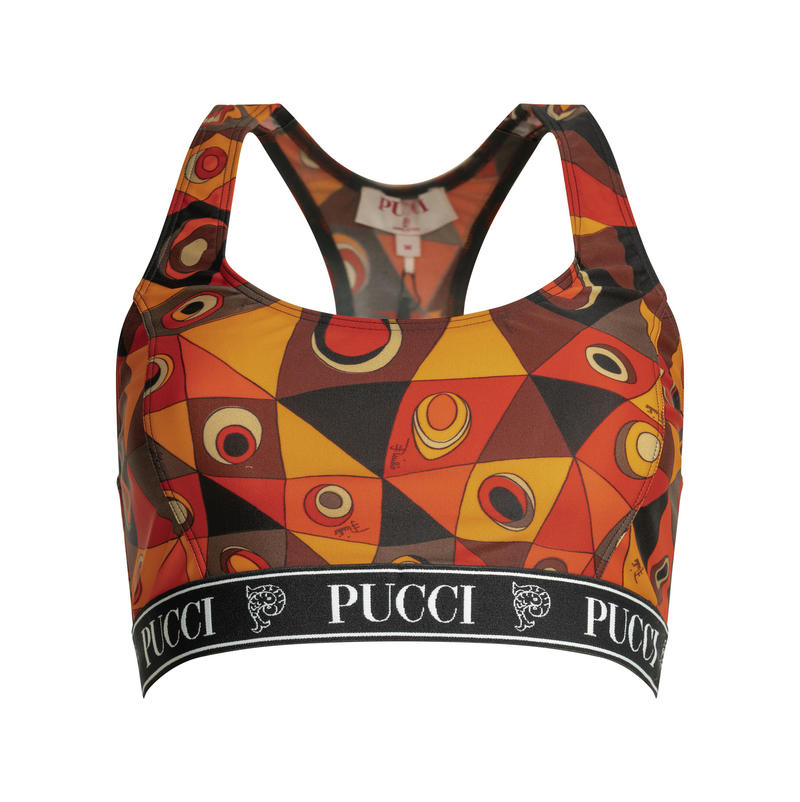 PUCCI 璞琪 女士 SS26 上衣 OCCHI ELASTANE 橙色锦纶高端文胸 - 实物图
