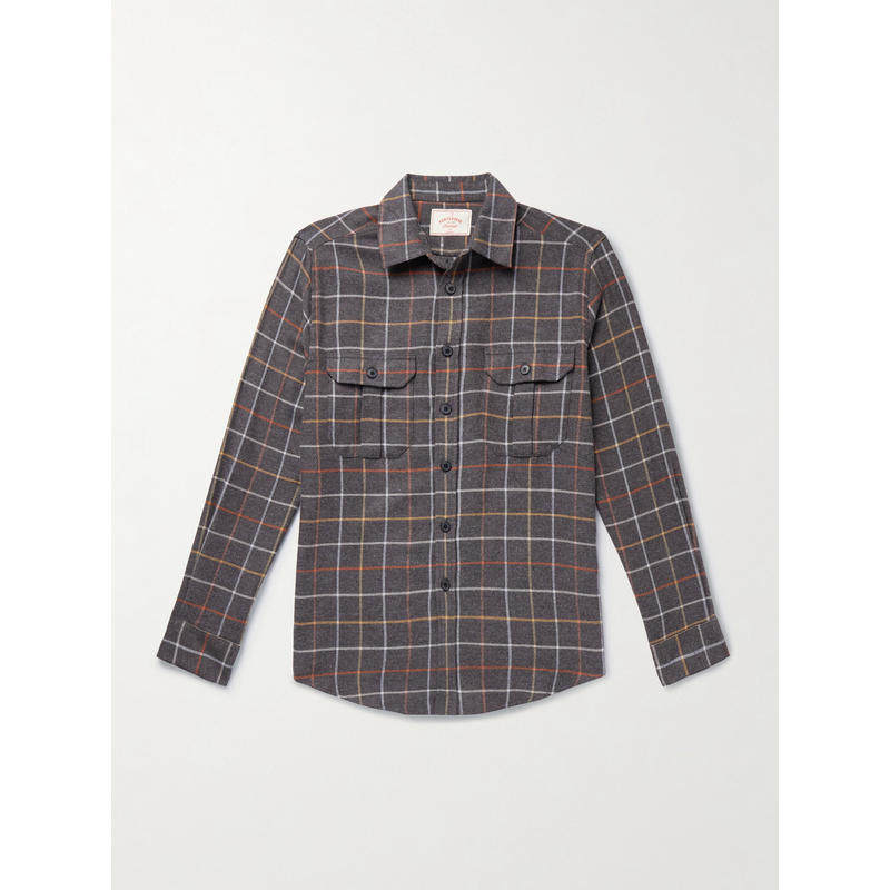 PORTUGUESE FLANNEL 男士 SS26 衬衫 Log 格纹有机棉质法兰绒衬衫