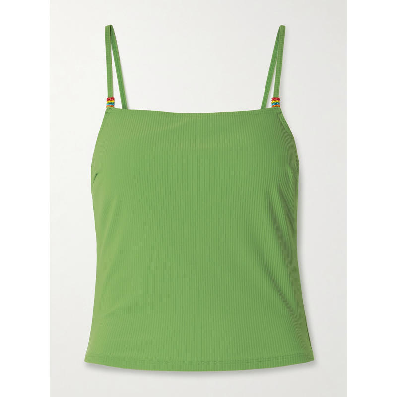 Staud 女士 比基尼 Cleo 串珠精饰罗纹比基尼上装