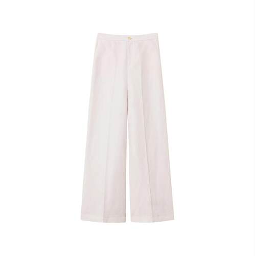 TWINSET 女士 SS26 长裤 NEUTRALS PANTALONE 裸色亚麻阔腿裤