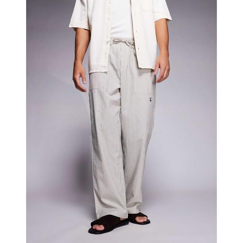 Sixth June 男士 长裤 pull 宽松条纹裤子(蓝色)