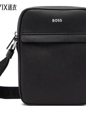 Boss雨果博斯 男款黑色 Signature Stripe Logo Detail Reporter