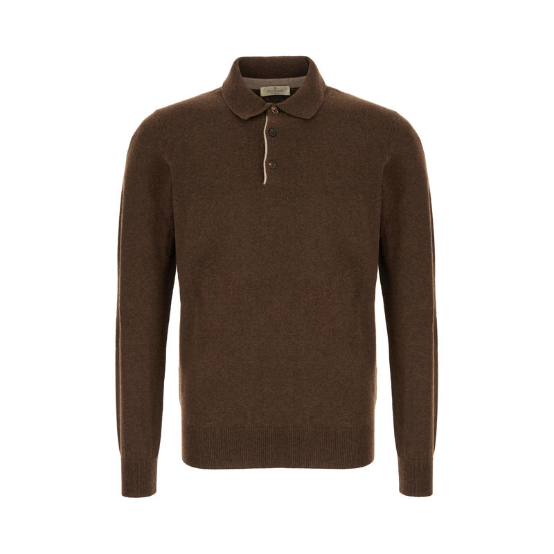 Panicale 男士 FW25 POLO衫 巧克力色羊毛混纺Polo衫