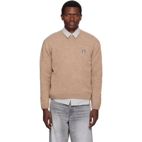 Maison Kitsuné 男士 毛衣 驼色 Fox Head Lambswool Comfort