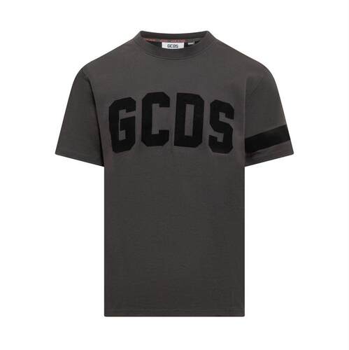 GCDS 男士 SS24 T恤 徽标细节圆领 T 恤