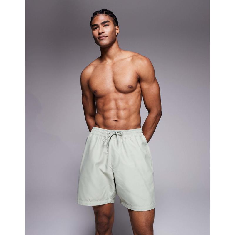 ASOS DESIGN 男士 泳裤 设计中长泳裤(sage)