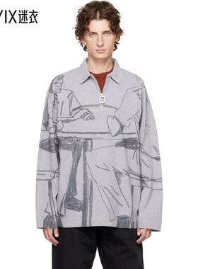 J.W. Anderson 男款灰色 Printed Rugby Polo 衫 迷衣时尚
