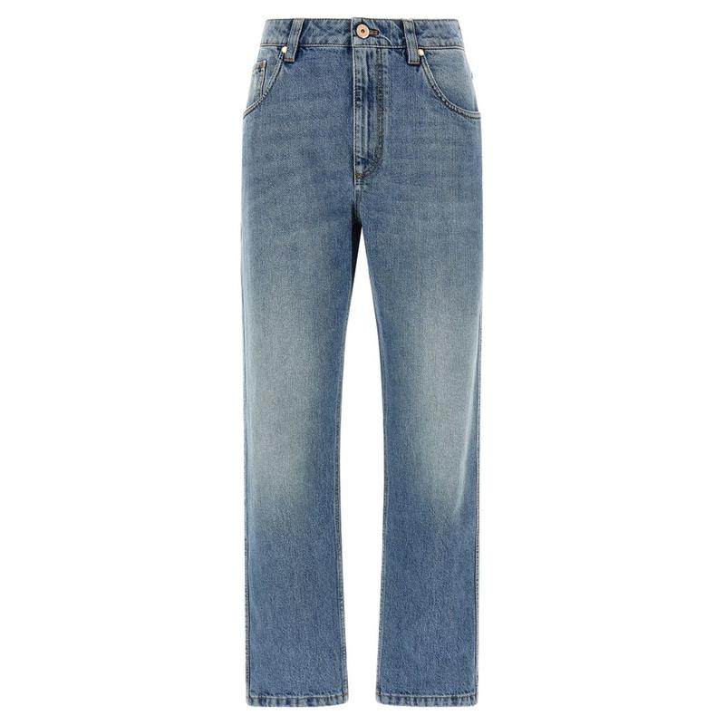 Brunello Cucinelli 女士 SS26 牛仔长裤 標誌貼片直筒牛仔褲