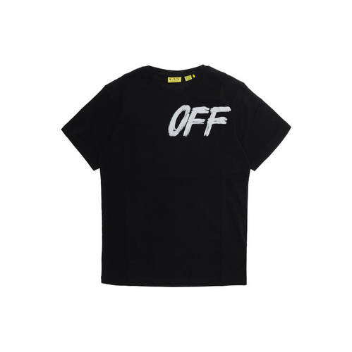 Off-White 婴儿 FW26 T恤 front and for Boy 黑色后Logo棉质童装