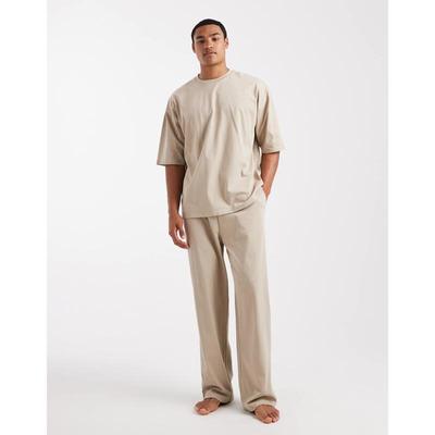 ASOS DESIGN 男士 睡衣 pyjamas 设计宽松款石头色套装