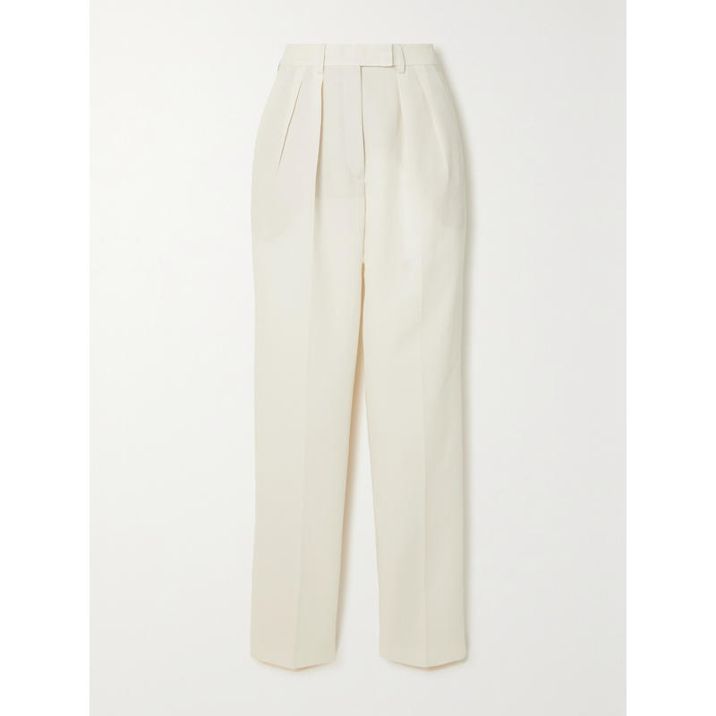 Akris 女士 长裤 Fidelia 褶裥棉麻混纺锥形长裤