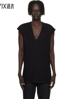 Rick Owens瑞克欧文斯 男款黑色 Concordians Deep V SL T 恤 迷