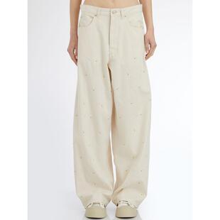 玛尼 刺绣棉质裤 女士 长裤 子 SS25 Marni